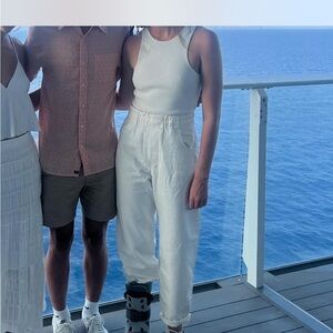 Zara Cream Sleeveless Jumpsuit